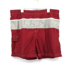 Old Navy Swim Shorts Mens L Red Gray Mesh Brief Pockets
